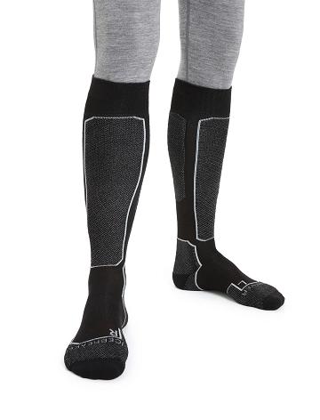 Men's Icebreaker Merino Ski+ Light Over the Calf Socks Black | CA 1933YXFU